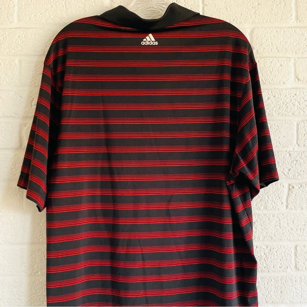 adidas Golf Men's Black & Red Striped Polo Shirt Top Large